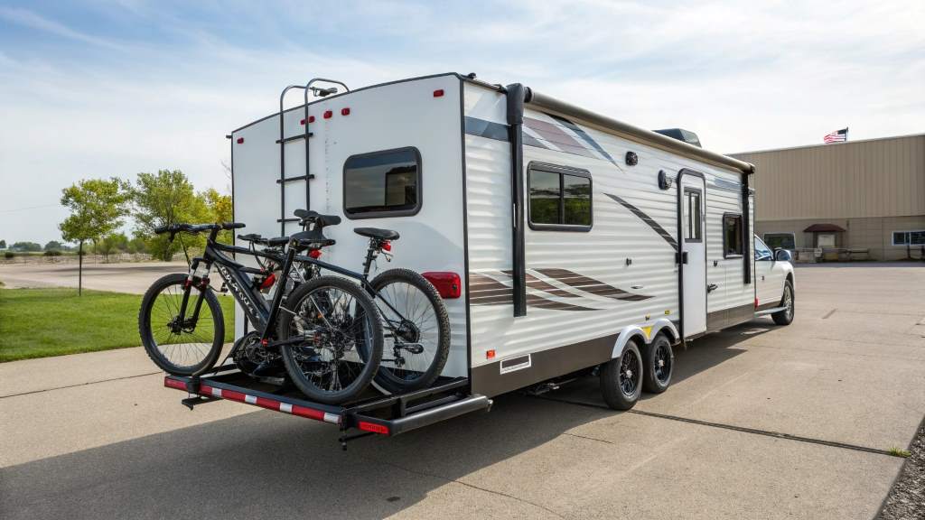 Put bike rack on travel trailer