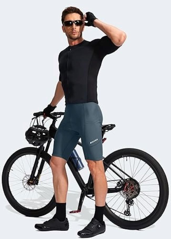 Bikewa men’s 3D padded cycling shorts with zipper pockets and UPF 50+ protection