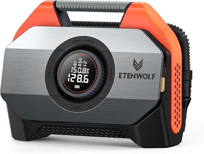 ETENWOLF VORTEX S6 heavy duty cordless tire inflator dual cylinder high capacity battery