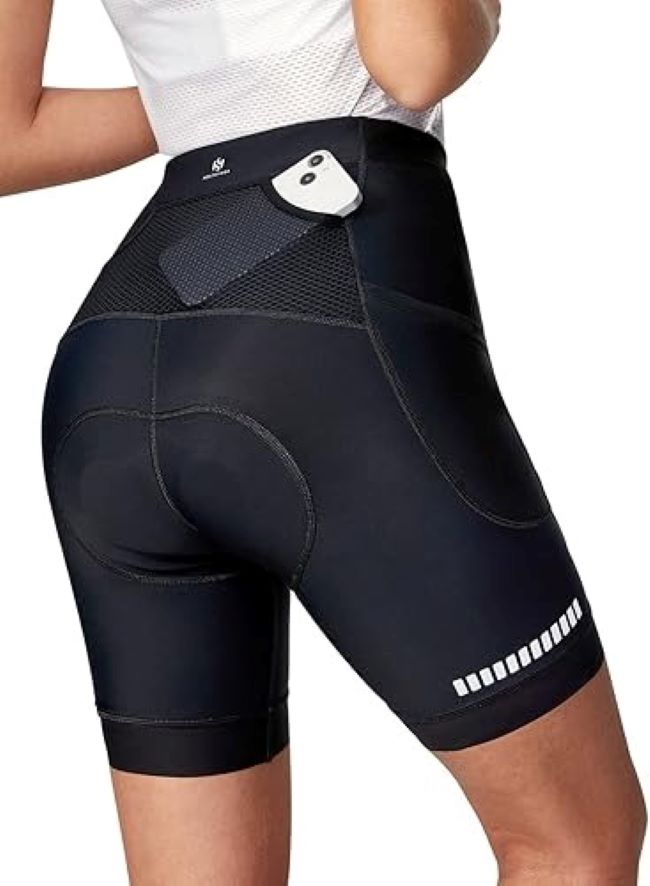 Women’s 4D padded bike shorts with pockets for cycling comfort