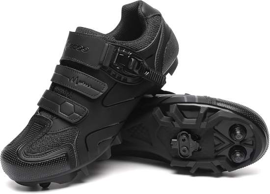KESCOO Mens Mountain Bike Shoes with 2 Bolts SPD Cleats Included