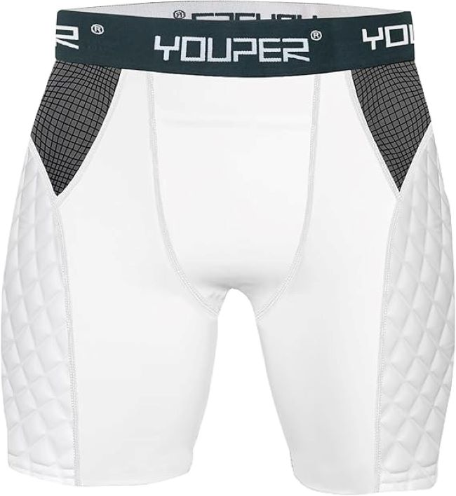 Youper compression padded sliding shorts with cup pocket for baseball and football