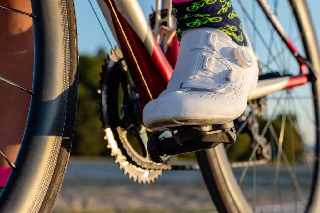 Bike shoes ready for cycling outdoors