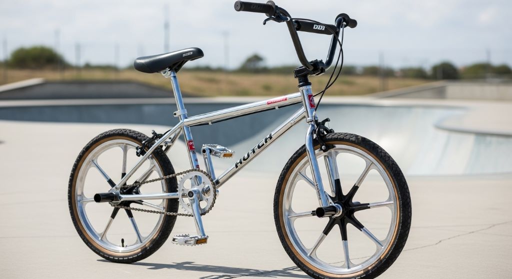 Vintage Hutch BMX bike with modern upgraded components including alloy wheels and new handlebars