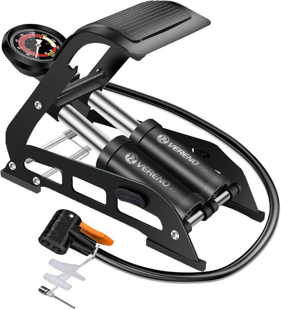 VERENO Double Barrel Bicycle Foot Pump