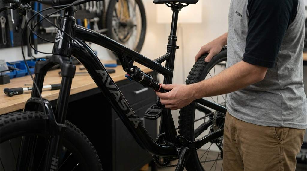 Adjusting the suspension fork on an AVASTA Earth 26 27.5 inch Mountain Bike