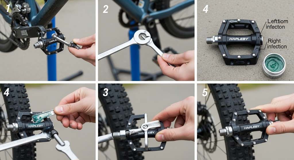 Rider testing newly installed Hapleby pedals on a trail