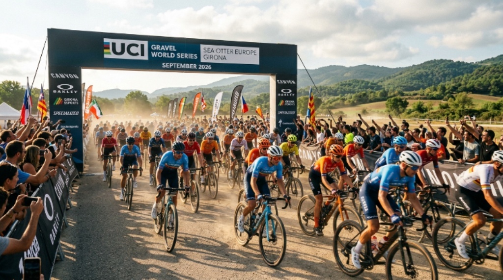 UCI Gravel World Series race start at Sea Otter Europe Girona September 2026