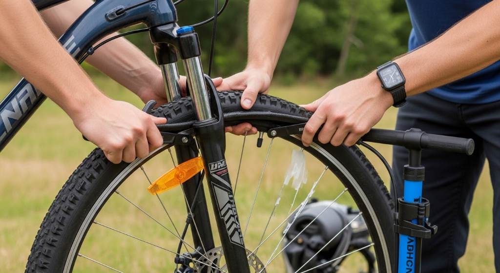 Step-by-step guide to fixing a flat tire on a Dynacraft Magna Echo Ridge Mountain Bike