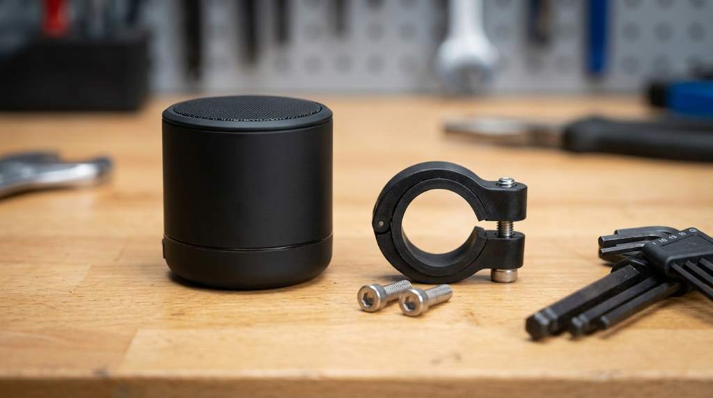 Step by step installation of a bike speaker on flat handlebars