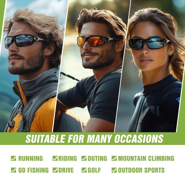 Foliful UV protection sports sunglasses with lightweight frame for outdoor activities