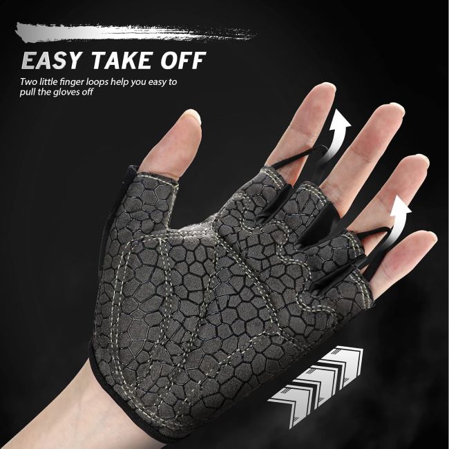 HTZPLOO cycling gloves with anti-slip grip and shock absorption for outdoor rides