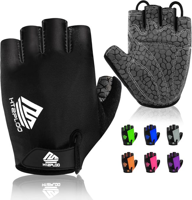 HTZPLOO bike gloves for men and women with padded palms in California
