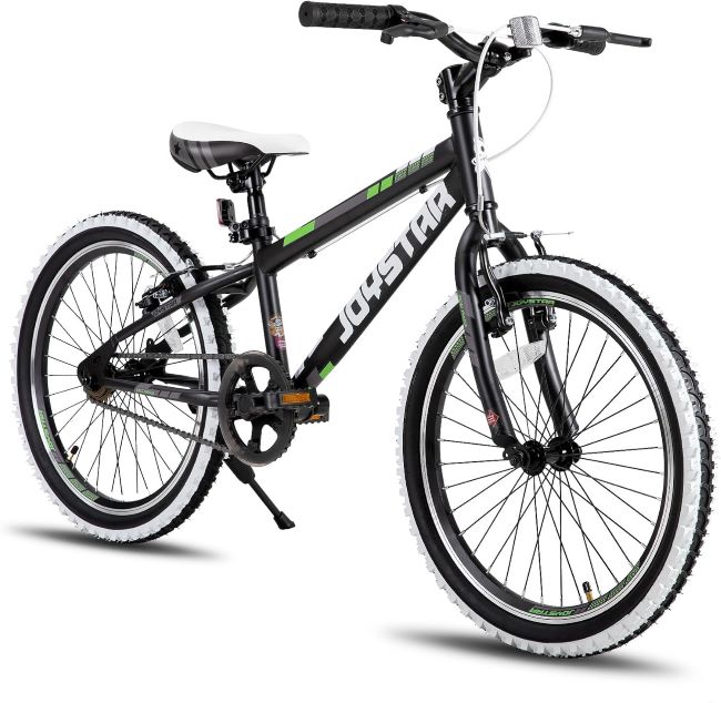 JOYSTAR Lubbock 20/24-inch hardtail mountain bike with knobby tires and seven-speed drivetrain