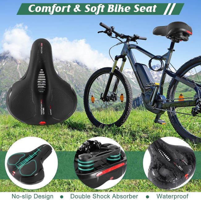 LCYMD wide bicycle seat cushion installed on a commuter bike