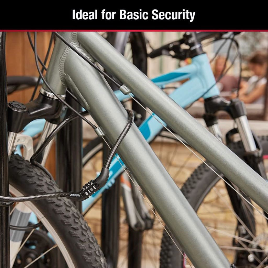 Master Lock 4-foot combination cable lock with protective vinyl coating for bicycles and outdoor gear