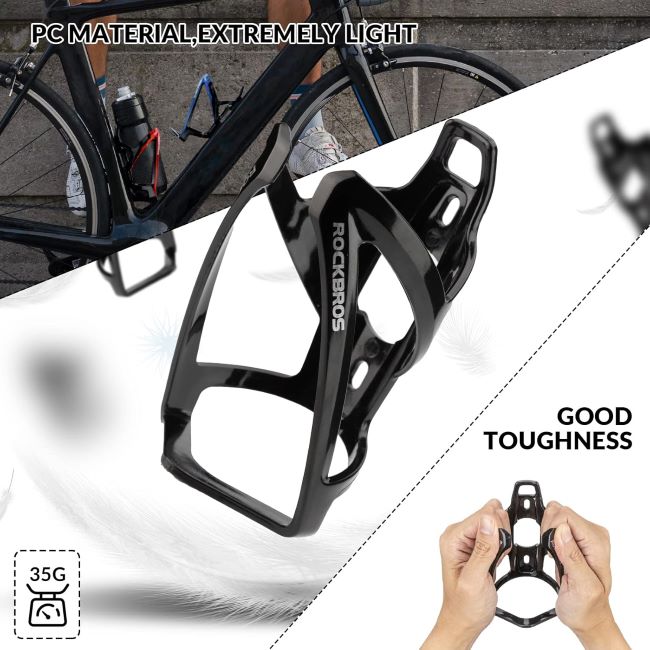 ROCKBROS bicycle bottle cage securely holding a water bottle during a ride