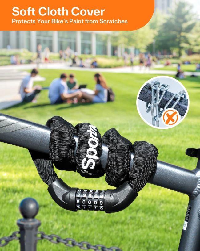 Heavy-duty Sportneer bike lock with keyless combination for anti-theft protection