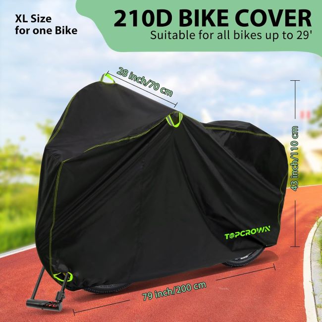 Topcrown waterproof bike cover protecting a bicycle outdoors in Pennsylvania