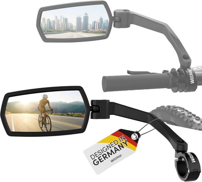 WITTKOP bike mirror with large HD view mounted on an e-bike in Florida