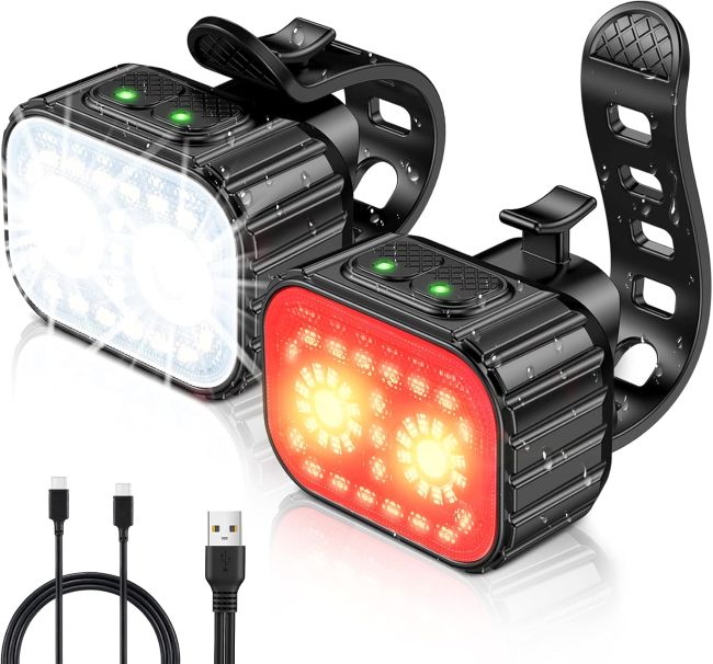 Cuvccn rechargeable front and rear bike lights for Arizona cyclists