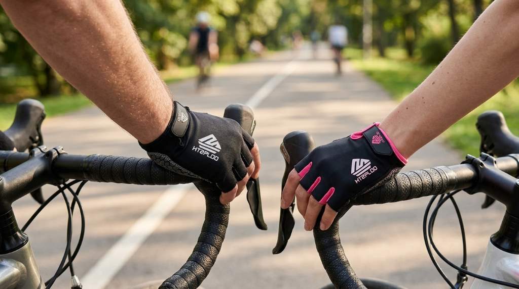 HTZPLOO cycling gloves with shock-absorbing palm padding