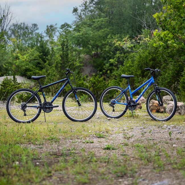 Huffy Stone Mountain mountain bike with suspension fork and durable frame for trail riding