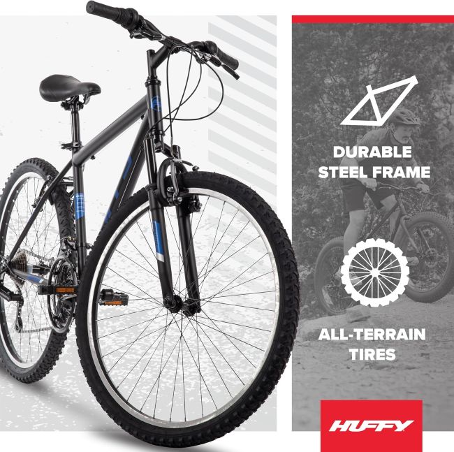 Huffy Stone Mountain Bike with 6/21-speed drivetrain for versatile outdoor cycling
