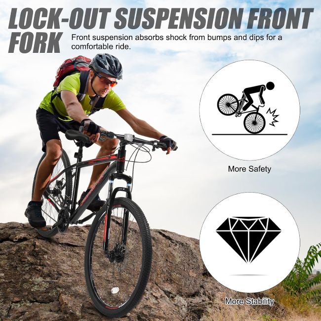 Ktaxon adult mountain bike with high-carbon steel frame for trail and road cycling