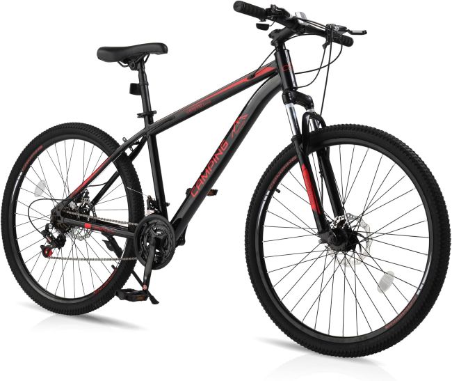 Ktaxon 21-speed mountain bike with dual disc brakes and suspension fork