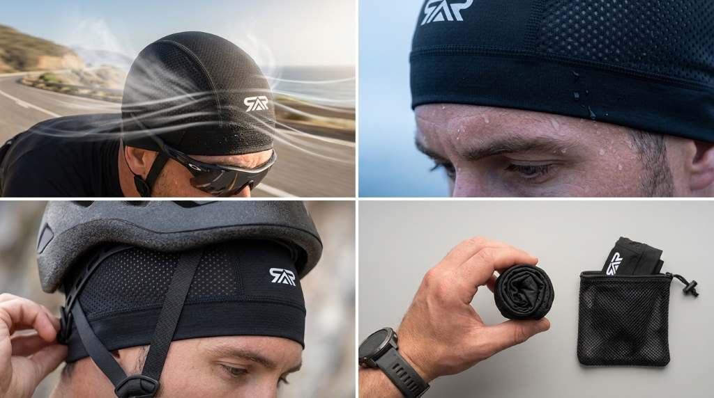 Moisture-wicking mesh skull cap for sweat control