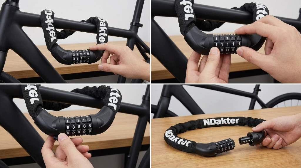Ndakter combination bike lock unlocking steps