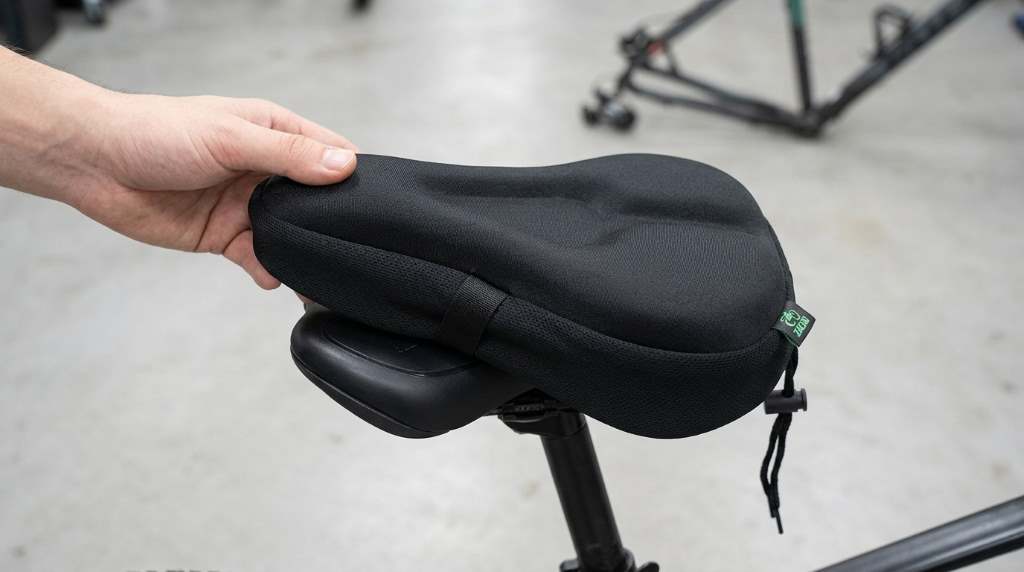 Properly installed Zacro gel bike seat cushion on bicycle