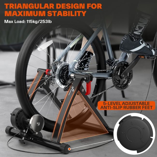 Sportneer indoor bike trainer supporting road and mountain bikes for home exercise