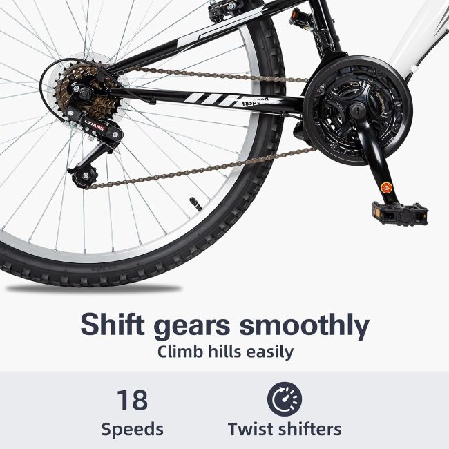 WEIZE 18-speed mountain bike with disc brakes for recreational trail and road cycling