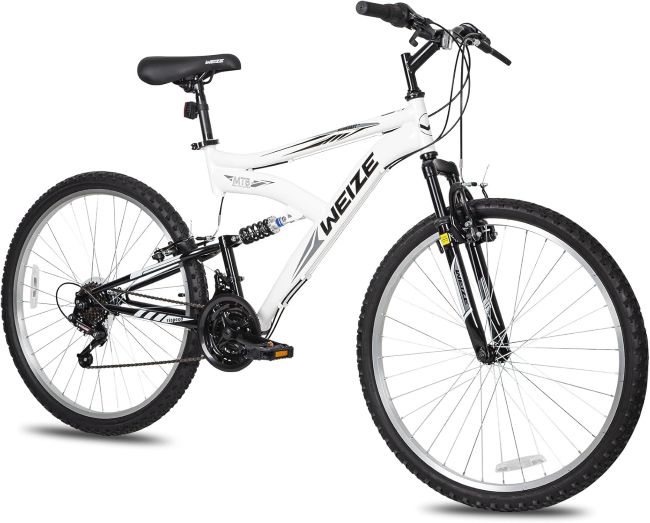 WEIZE 18-speed mountain bike with full suspension and high-carbon steel frame