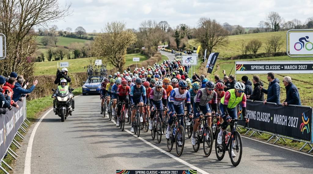 Rider group on rolling roads at the March 2027 cycling event